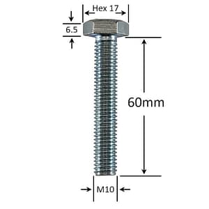 M10×60 Șurub hexagonal GR 8.8 – zincat