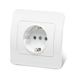 Priză Simplă cu Împământare EL-JAZZ Albă | Design Modern și Fiabilitate Esențială