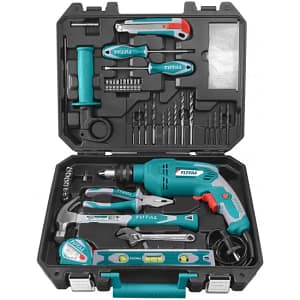 Set scule TOTAL, 101 piese, masina gaurit 650W, trusa complet echipata