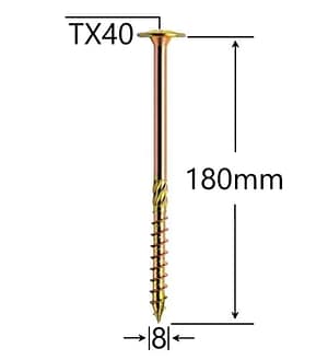 Șurub Dulgherie 8x180mm ZG TX40 | Fixare Robusta Lemn Masiv