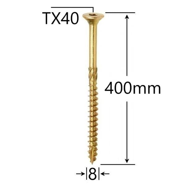 Șurub Dulgherie 8x400mm ZG TX40 | Soluția Supremă pentru Structuri Masive de Lemn