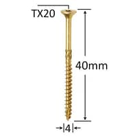 Șurub Dulgherie 4.0x40mm ZG TX20 | Fixare Precisa Lemn Cap Înecat