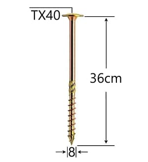 Șurub Dulgherie 8x360mm ZG TX40 | Fixare Ultra-Robustă pentru Lemn Masiv
