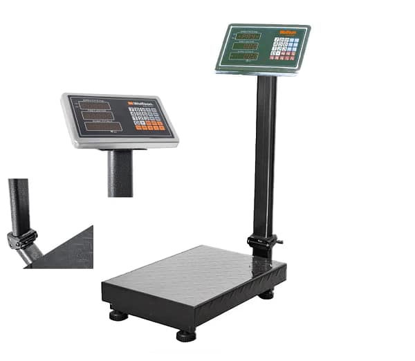 Cântar electronic Wolfson 350 Kg cu braț rabatabil și afișaj digital. Ideal pentru piețe, depozite sau ferme.