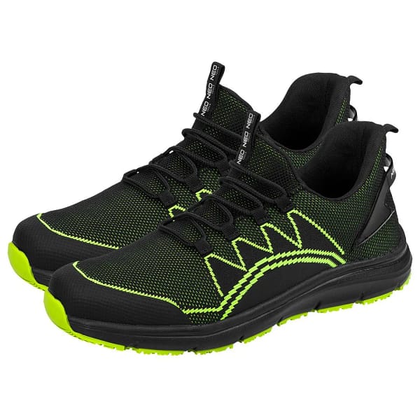 Bocanci de Lucru NEO TOOLS, Negri & Verde Neon – Bombeu Metalic