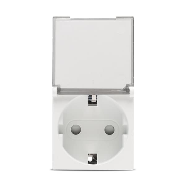 Priză Schuko EL-MODA Albă cu Protecție Copii (2 Module) | Siguranță și Design Modern