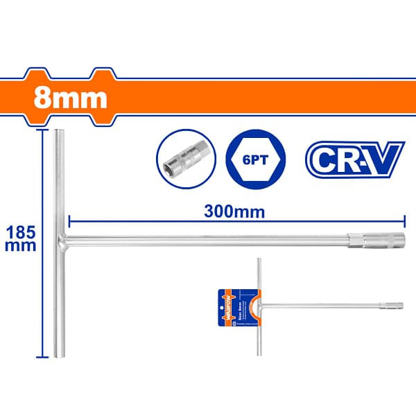 Cheie Tubulară cu Mâner în T WADFOW, Cr-V, 8mm, 200x310mm
