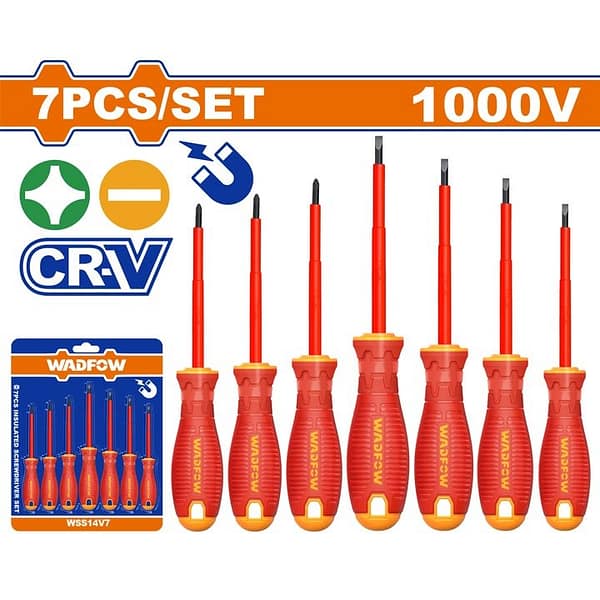 Set 7 surubelnite izolate Wadfow, tensiune 1000V, otel Cr-V
