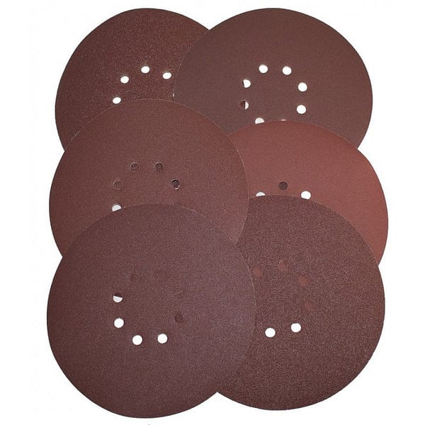 Set 6 discuri, hartie abraziva, 225mm, 8 gauri, diverse granulatii, Total