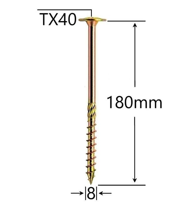 Șurub Dulgherie 8x180mm ZG TX40 | Fixare Robusta Lemn Masiv