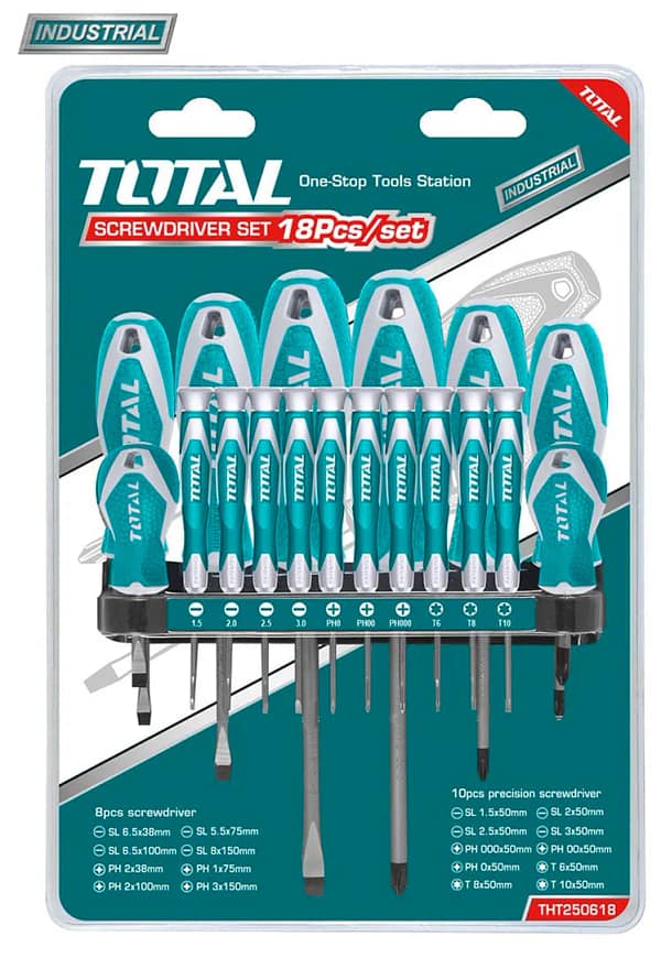 Set 18 surubelnite TOTAL Industrial - Cr-V